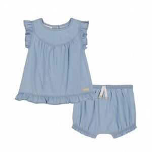Calvin Klein Ruffle Chambray Top & Shorts Set